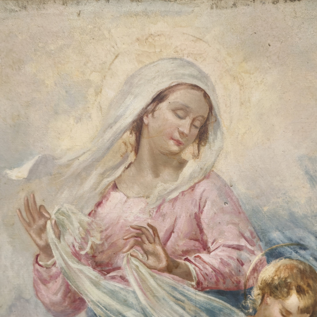 Giuseppe UVA Antico dipinto raffigurante Madonna con bambino